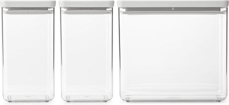 Brabantia tasty+ opbevaringsbeholdere - stabelbare - 1,6 + 1,6 + 3,5 l - lysegrå