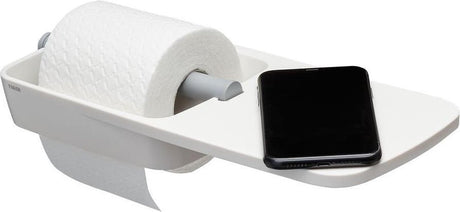 Tiger tess - toiletrulleholder med hylde - selvklæbende - 3m tape - boring - hvid lysegrå