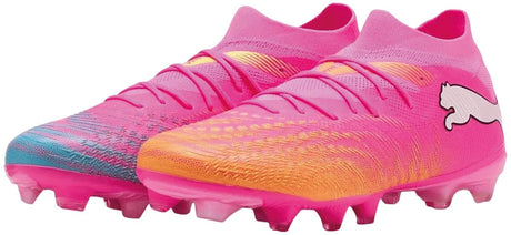 Puma future 9 match fg ag unisex sportssko - gift pink-sun stream-bright aqua- hvid