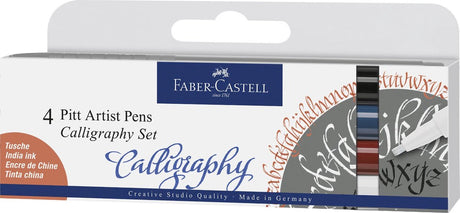 Faber-castell kalligrafi pen - tegnepen - pitt artist pen - kalligrafi sæt - 4-delt - fc-167504