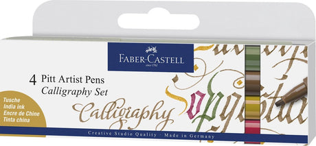 Faber-castell kalligrafi pen - tegnepen - pitt artist pen - kalligrafi sæt - 4-delt - fc-167505