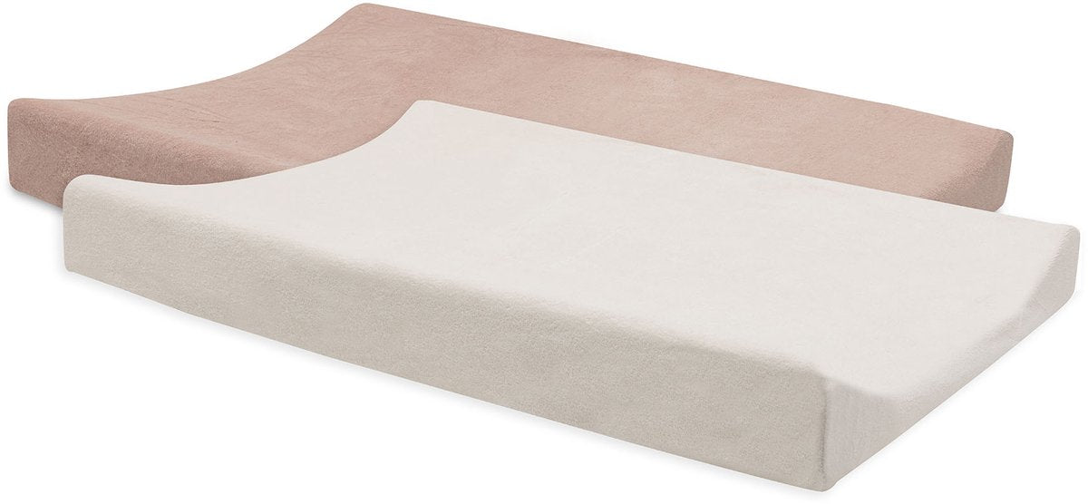 Jollein aankleedkussenhoes - 50x70cm - badstof - wild rose ivory - 2 stuks