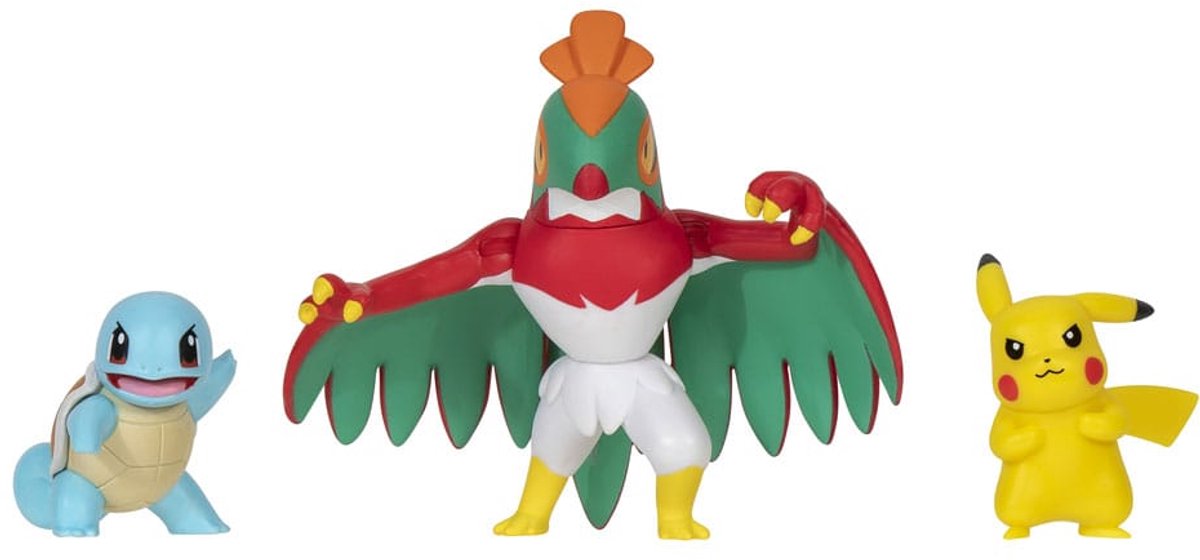 Pokémon pokemon kampfigur 3-pak - squirtle, hawlucha, pikachu