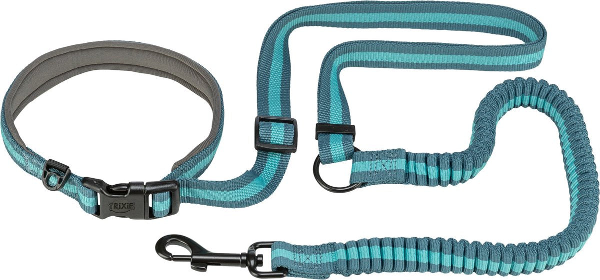 Trixie joggingsnor - hundeløbesnor - 133-180x2,0 cm benzin aqua
