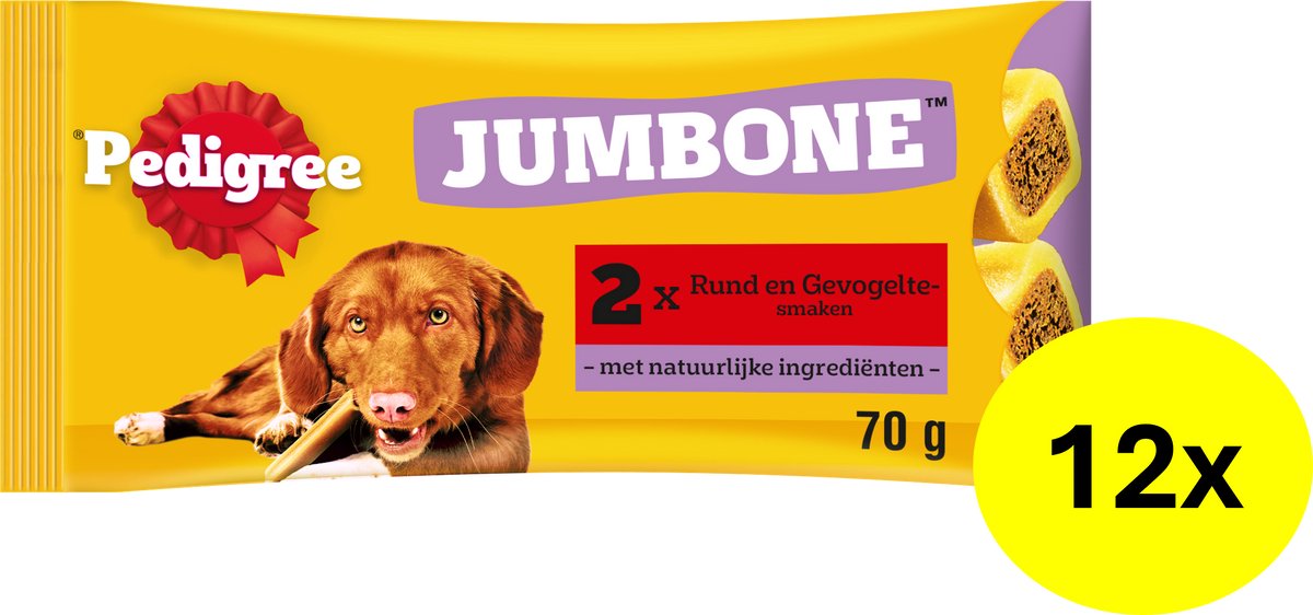 Stamtavle hundesnacks - jumbone medium - oksekød fjerkræ - 12x2 stk