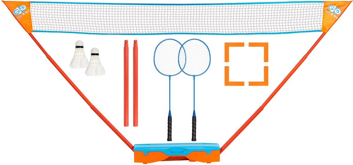 Få gå, gå øjeblik øjeblikkelig badminton -spil sæt blåt og orange