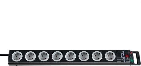 Brennerstuhl super-solid line strømskinne 8 fatninger sort 2.5m h05vv-f 3g1.5