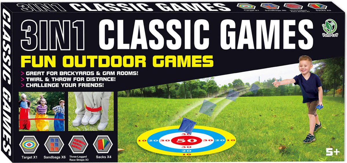 Lobbes toys bv klassiske spil udendørs 3i1 udendørs spil