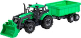 Cavallino traktor med oplader og tilhænger af knoldgrøn, skala 1:32