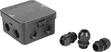 Attema kabelboks m20 - sort - 3 kabelforskruninger - ip65