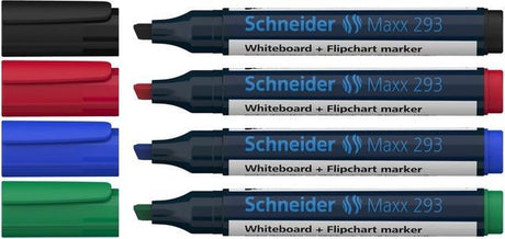 Schneider skriveredskaber schneider whiteboard tuscher - maxx 293 - mejselspids - 4 stk assorteret - s-129394