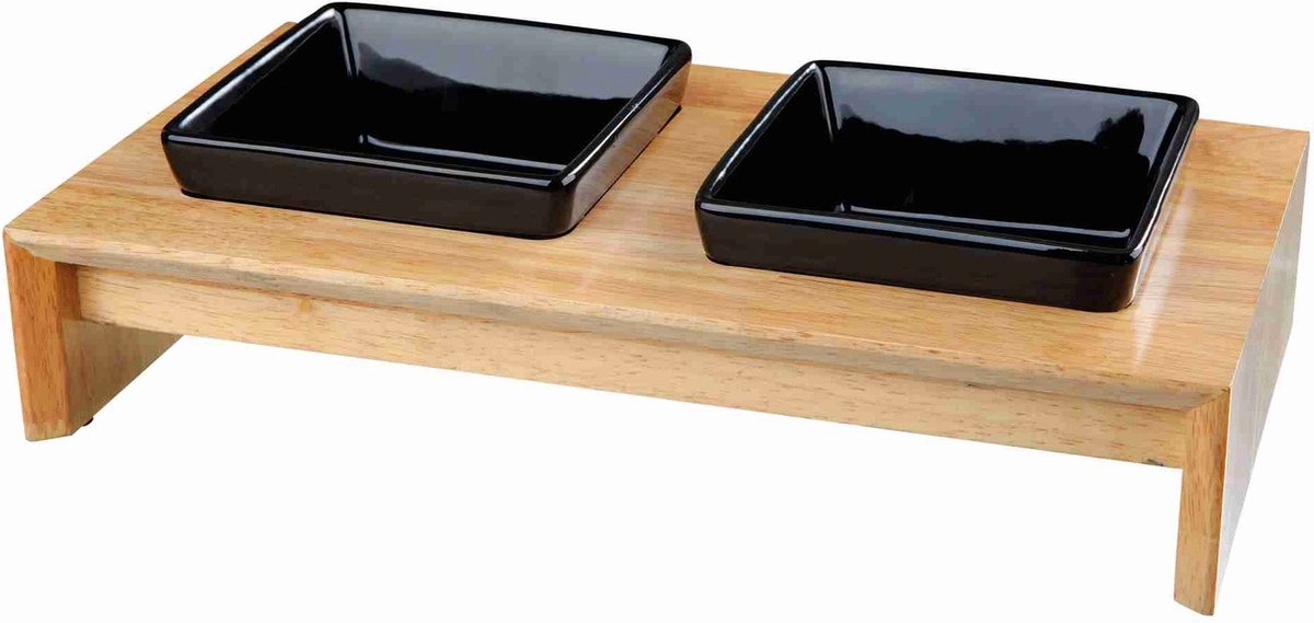 Trixie keramisk fodersæt med sort træbund