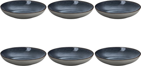 Medard de noblat - feeling indigo - dyb tallerken 24,5 cm - 6 stykker - stentøj