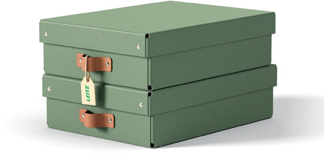 Leitz puro medium lav opbevaringsboks med låg - sæt af 2 - 8 l - 100% genbrugspap - grøn