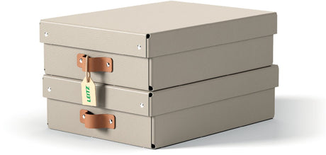 Leitz puro medium lav opbevaringsboks med låg - sæt med 2 - 8l - 100% genbrugspap - beige