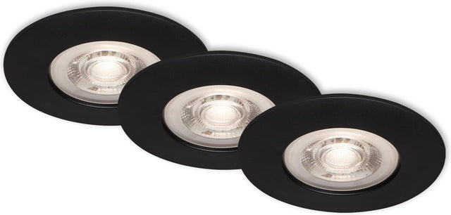 Briloner - LED-indbygningsspots - sæt med 3 - dæmpbar - sort - 5w - ip44 - 3.000 k
