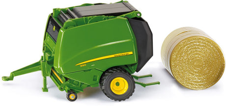 Siku 2465, John Deere 990 ballepresser, 1:32, metal plast, grøn, sider og bagklap kan åbnes