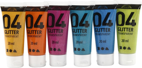 Creativ Company Børns akrylmalingsglitterfarve, 6x20ml