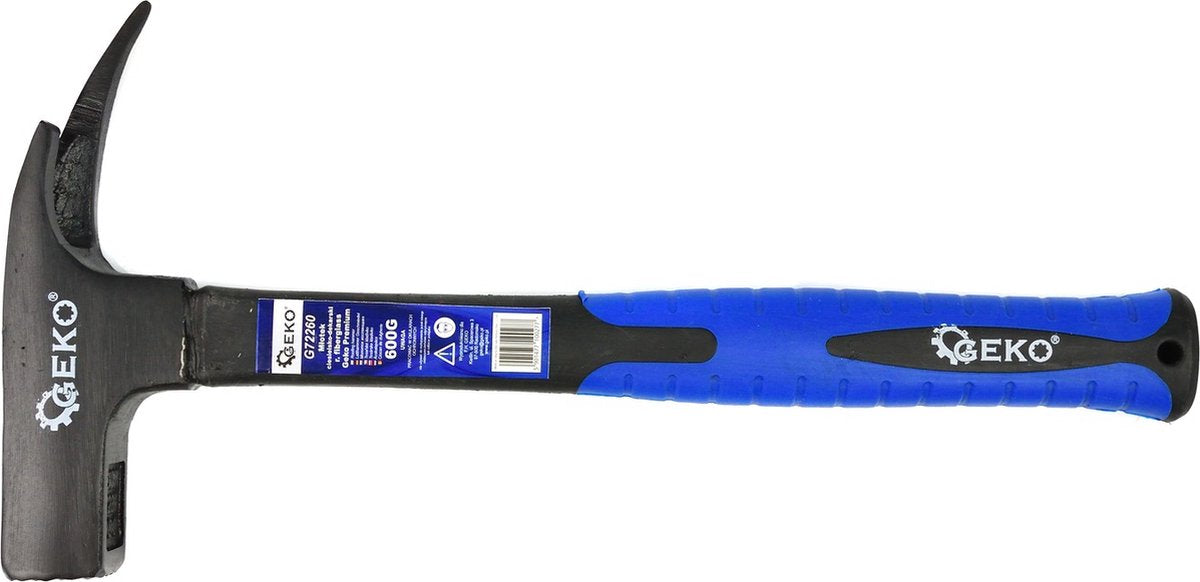 Geko taghammer - 600g - TPR håndtag - magnetisk sømholder - kulstofstål
