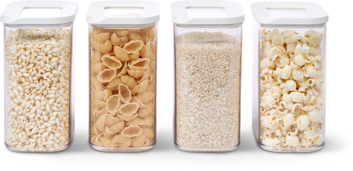 Mepal modula set bewaardozen - 4x 1500 ml - voorraaddoos - wit