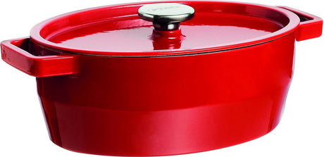 Pyrex slow cook gryde oval - støbejern - 5,8 liter - rød