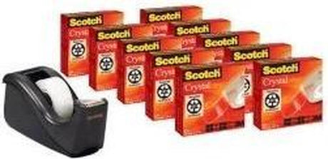 Scotch selvklæbende tape krystal 600 19mmx33m gennemsigtig + gratis c60 holder