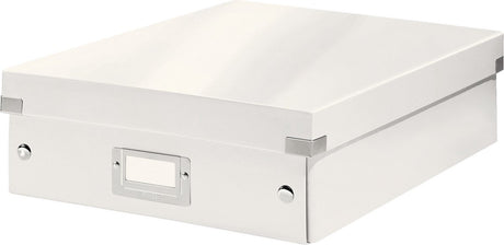 Leitz wow click store mellemstor opbevaringsboks - 85 % genbrugspap - pladsbesparende sorteringsboks med rum - 28,1 x 10 x 37 cm (BxHxD) - hvid