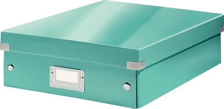 Leitz wow click store mellemstor opbevaringsboks - 85 % genbrugspap - pladsbesparende sorteringsboks med rum - 28,1 x 10 x 37 cm (BxHxD) - isblå