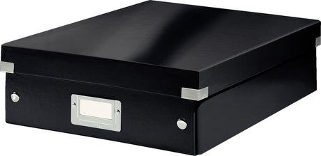 Leitz wow click store mellemstor opbevaringsboks - 85 % genbrugspap - pladsbesparende sorteringsboks med rum - 28,1 x 10 x 37 cm (BxHxD) - sort