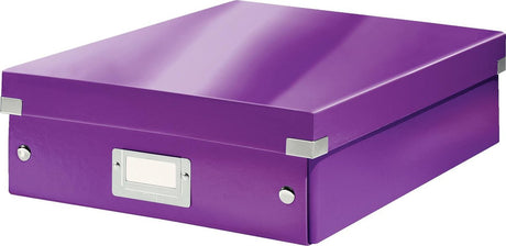 Leitz wow click store mellemstor opbevaringsboks - 85 % genbrugspap - pladsbesparende sorteringsboks med rum - 28,1 x 10 x 37 cm (BxHxD) - lilla