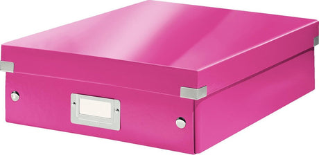 Leitz wow click store mellemstor opbevaringsboks - 85 % genbrugspap - pladsbesparende sorteringsboks med rum - 28,1 x 10 x 37 cm (BxHxD) - pink