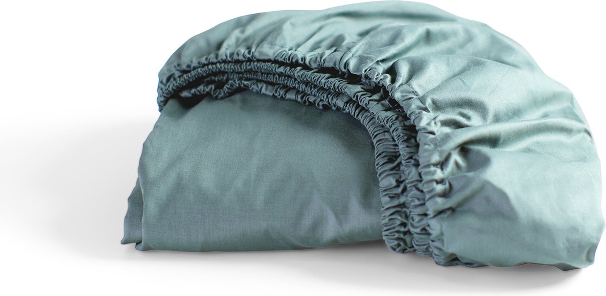 Cinderella - weekend - hoeslaken - 100% katoen - tot 25 cm matrashoogte - 200x210 cm - mineraal groen