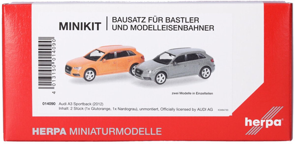 Herpa audi a3 (2012), orangegrå (minisæt 2 stk.)