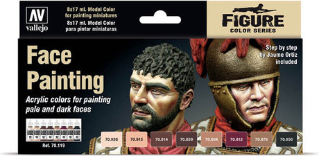 Vallejo model farve ansigtsmaling sæt - 8 farver - 17ml - 70119
