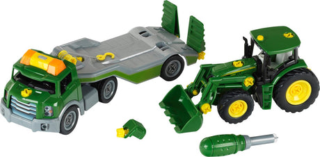 Klein legetøj john deere transportvogn med traktor - 1:24 - inkl. lys og lydeffekter - grøn gul