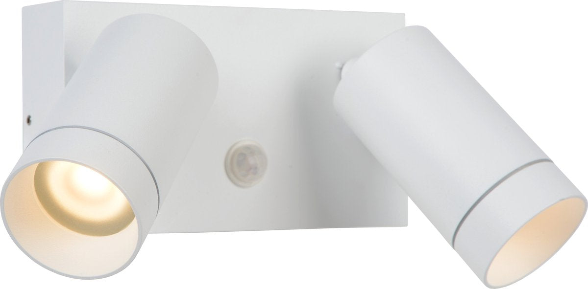 Lucide taylor - wandspot wandlamp binnen buiten - 2xgu10 (mr16) - ip54 - bewegingssensor - wit