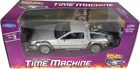 Welly delorean tilbage til fremtiden - modelbil 1:24 - replika af tidsrejsende film