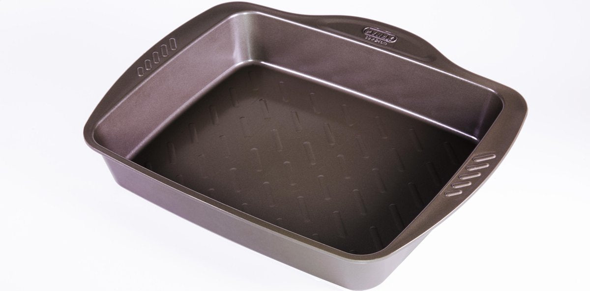 Pyrex asimetria rektangulært bradefad - metal - 5 liter - brun