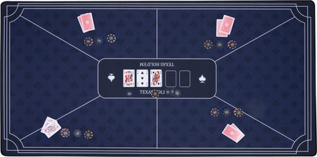 Engelhart pokerkleed blauw 120x60 cm - polyester rubber - glad speeloppervlak - poker dobbel accessoire -