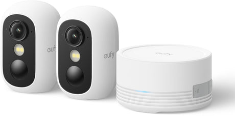 Eufy security cam c35 2-cam kit - hvid - trådløst sikkerhedskamera - til udendørs og indendørs - magnetisk montering - farve nattesyn - lokal opbevaring - ingen månedlige gebyrer - ip67 - ansigtsgenkendelse