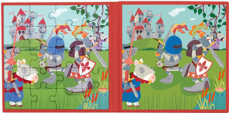 Scratch magnetisk puslespil bog to go - riddere - 2 magnetiske puslespil á 20 brikker - 3 år
