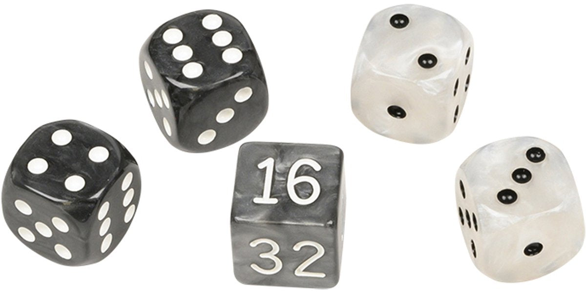 Philos backgammon terning sæt sort og hvid 16 mm