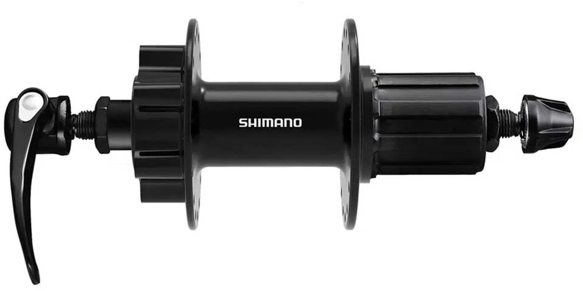 Shimano fh-qb400-hm bagnav 135 mm – 6-hullers skivebremse, hg friløb, quick release, sort