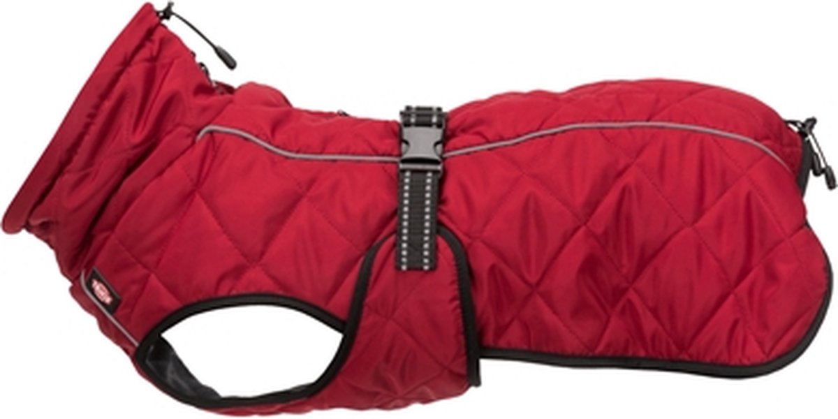 Trixie hundefrakke minot rød 45cm - polstret fleece, reflekser, justerbar mavestrop