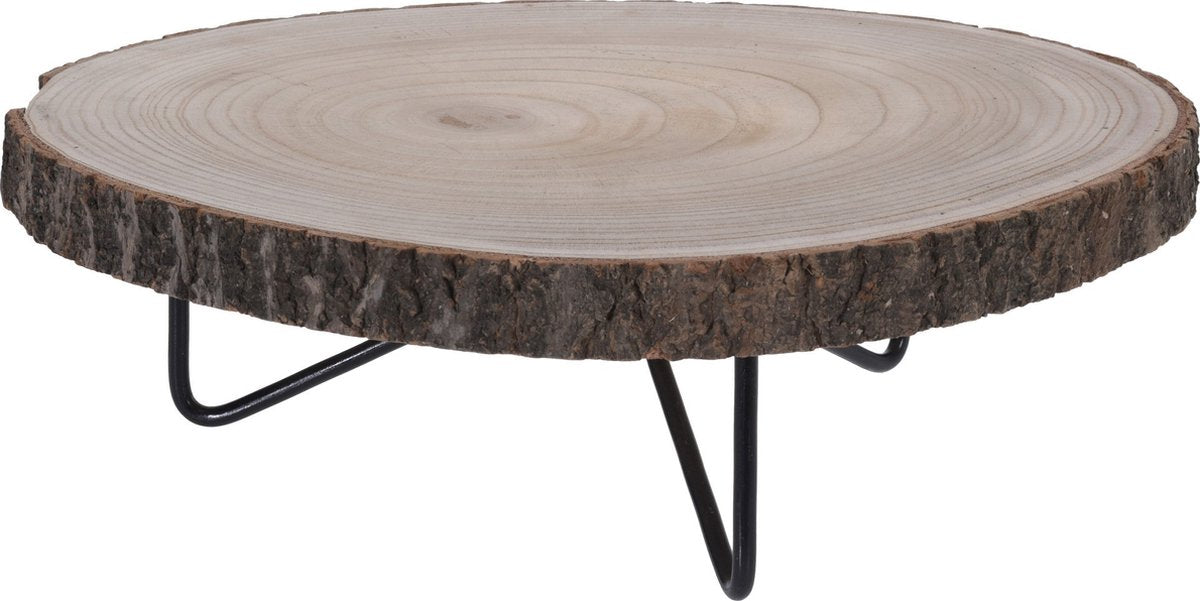 Vilde - serveerplank op poten - 40 cm - houten - metalen noppen - decoratief