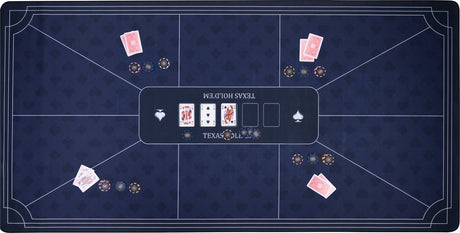 Engelhart pokerkleed blauw 180x90 cm - polyester rubber - glad speeloppervlak - poker dobbel accessoire -