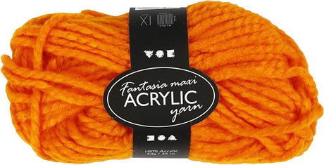 Creativ company fantasia akrylgarn, l: 35 m, maxi, neon orange, 50 g 1 kugle
