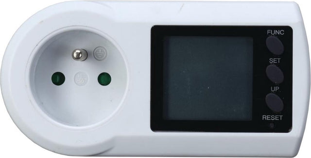 Profil energimålerstik - forbrugsmåler - LCD display - hvid - benjord
