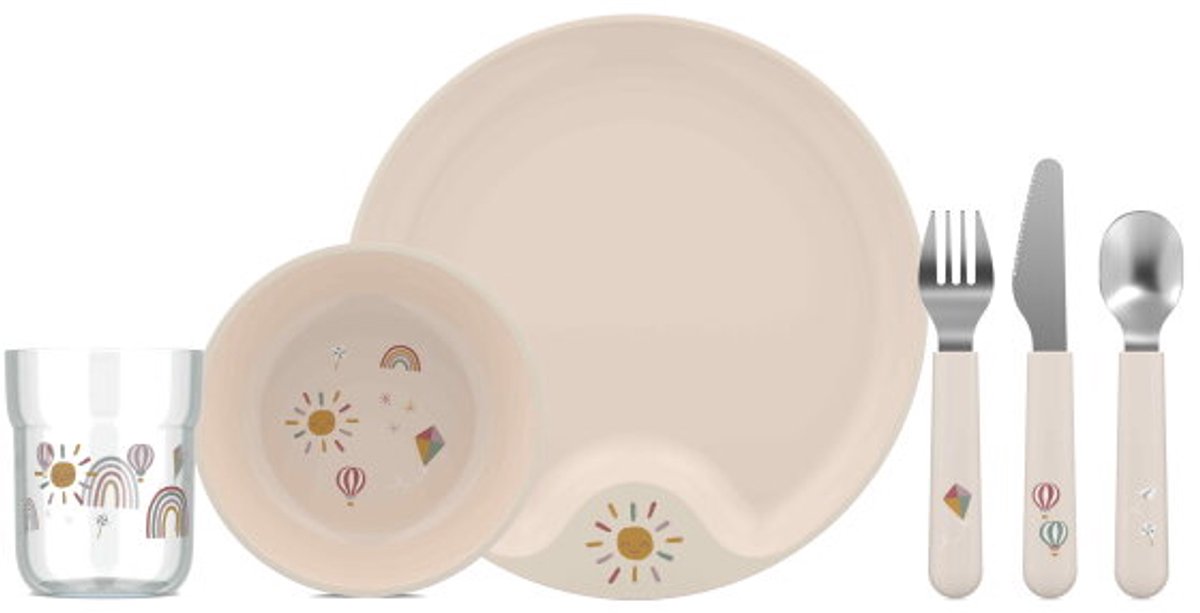 Mepal mio kinderservies set - 6-delig - kraamcadeau - kinderservies - sunshine rainbow
