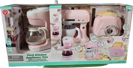 Playgo køkkenarmatur - kaffemaskine og brødrister pink - 7 stk.